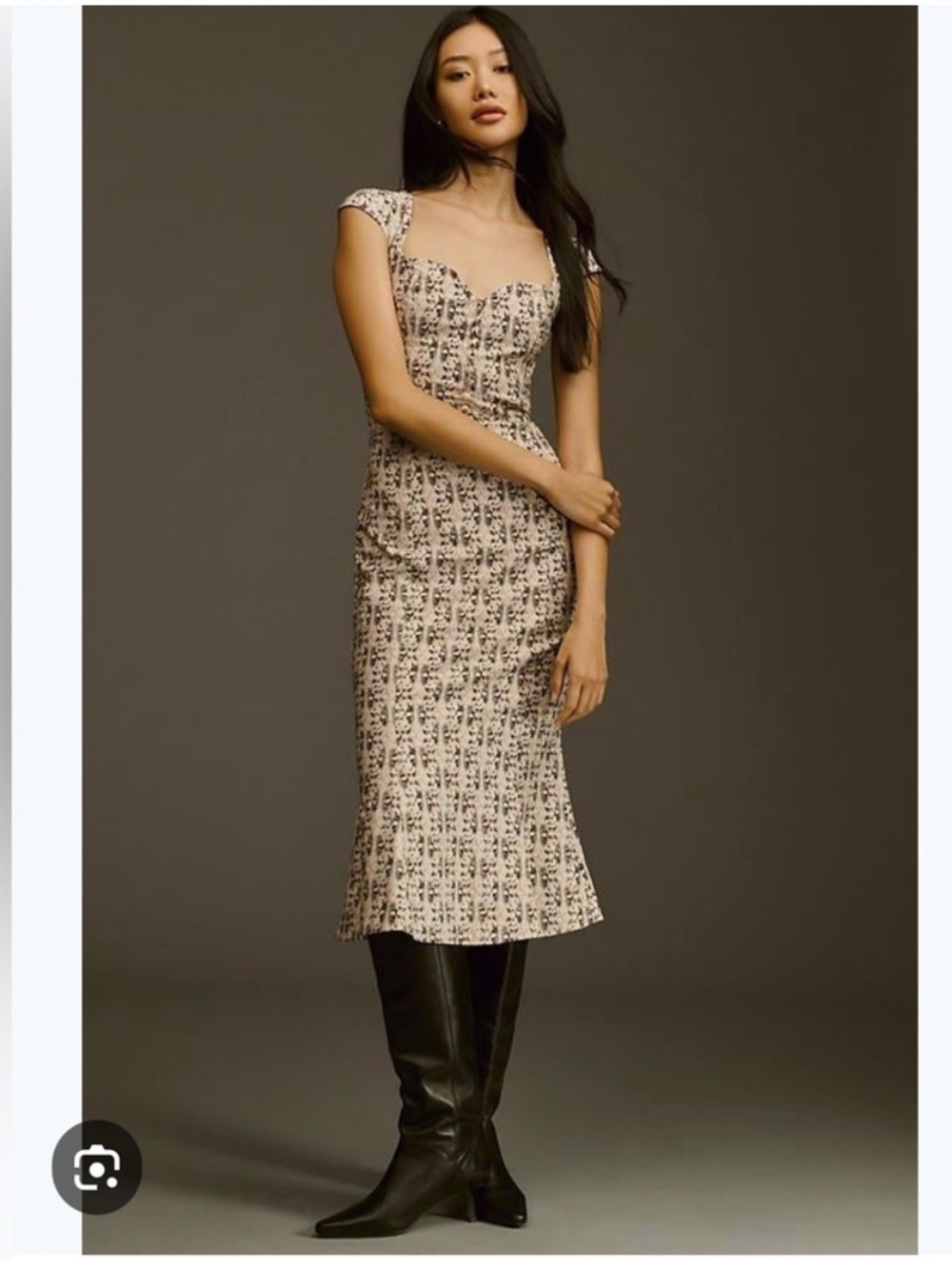 Anthropologie Cecily Fit & Flare Sweetheart Dress Neutral Beige